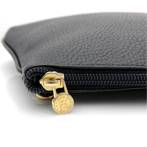 FENDI Vintage Black Pebbled Leather Cosmetic/Makeup Pouch - Picture 8 of 12